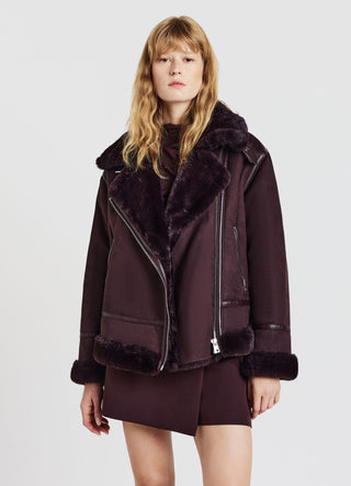 Padded jacket with fur-effect collar