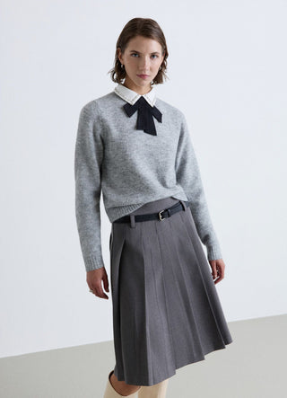 Maglia con colletto camicia e strass