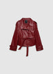 Short double-breasted trench coat with belt and high collar - XS