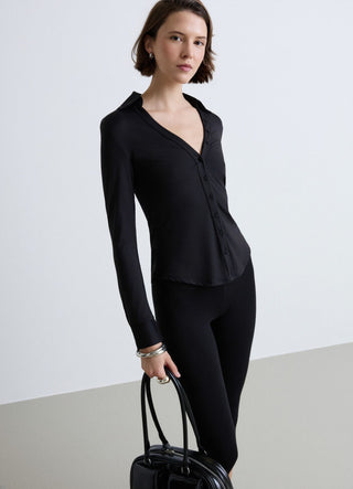 Long-sleeve plain shirt with buttons