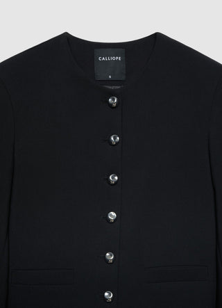 Veste courte sans col avec boutons