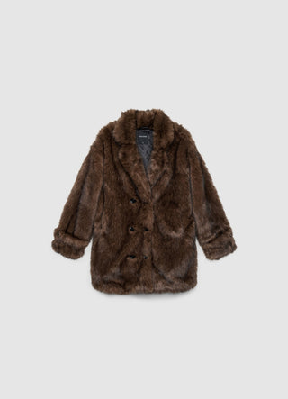 Doppelreihige Jacke mit Felloptik