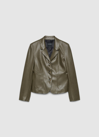 Einfarbiger Blazer mit Lederoptik