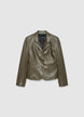 Einfarbiger Blazer mit Lederoptik - XS