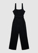 Long linen jumpsuit with belt - XS
