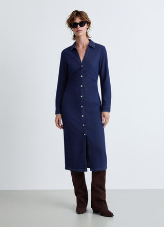 Abito chemisier in denim stretch con bottoni