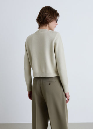 Pull boxy à col rond uni