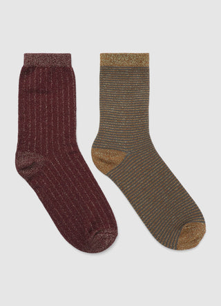 Pack of 2 striped socks with a shimmering effect