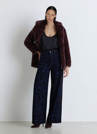 Jeans wide leg con fantasia floreale