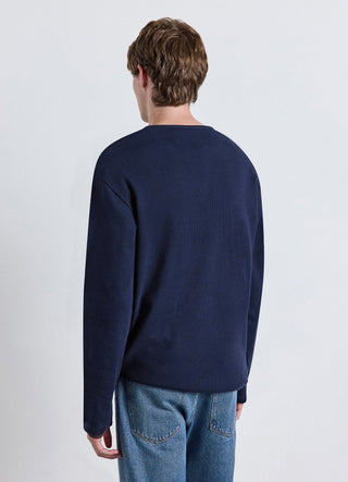 Plain coloured waffle fabric crew neck T-shirt
