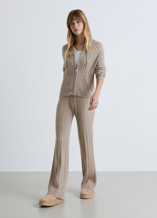 Cardigan con zip e cappuccio a trecce