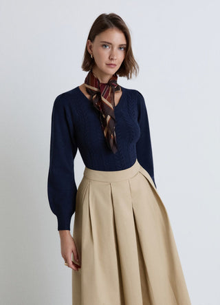 Body in maglia a trecce con maniche lunghe
