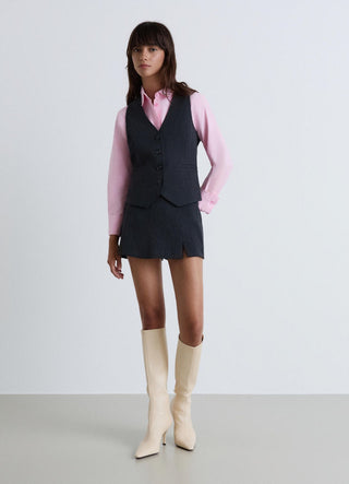 Gilet gessato con bottoni