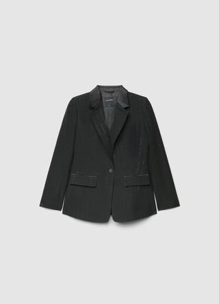 Single-breasted pinstripe blazer jacket with sequins