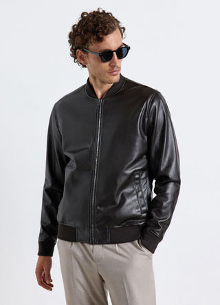 Bomber jacket with zip and ribbed edges
