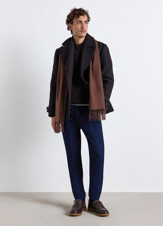 Long trousers with elastic waistband