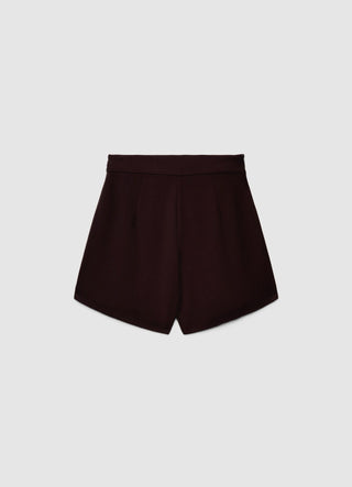 Gonna-pantalone corta con pieghe e fibbia