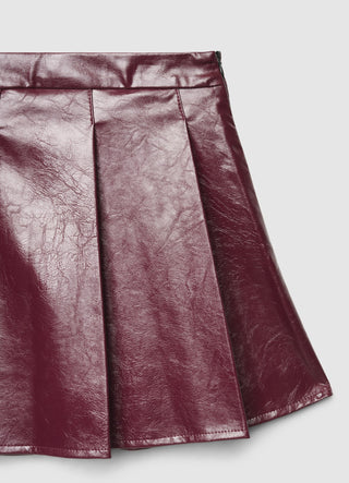 Gonna miniskirt plissettata effetto pelle lucida