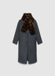 Cappotto monopetto con sciarpa similpelliccia - S