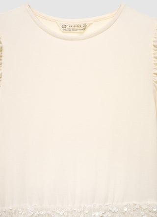 Vestito bimateriale con paillettes