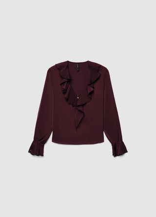Blusa con volant similsatin