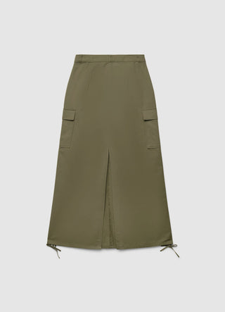 Long solid-colour cargo skirt