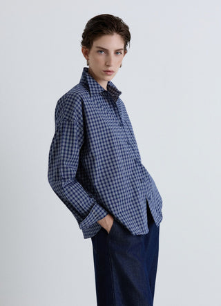 Camicia a quadri con taschino e colletto classico