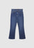 Jeans crop flare a tinta unita