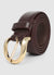 Slim solid-colour belt with golden buckle