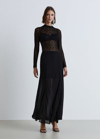 T-shirt a maniche lunghe in pizzo