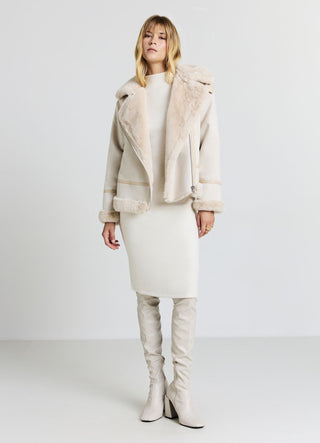 Padded jacket with fur-effect collar