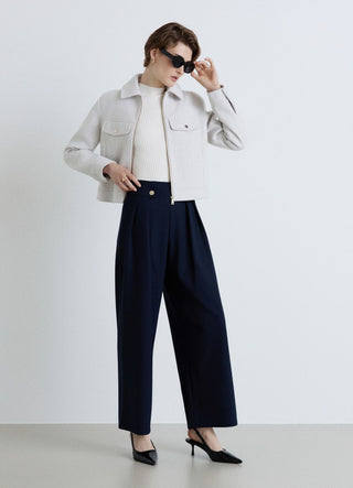 Plain-colour palazzo trousers with pleats