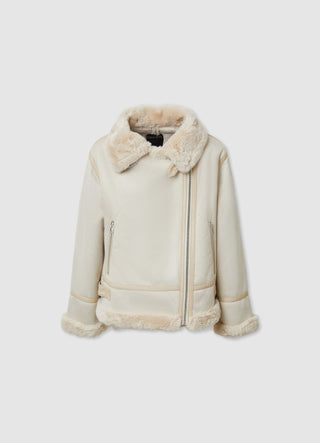 Padded jacket with fur-effect collar