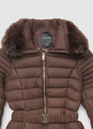 Doudoune avec capuche et ceinture