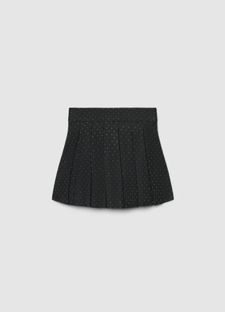 Gonna mini a a pieghe con strass