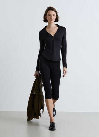 Long-sleeve plain shirt with buttons