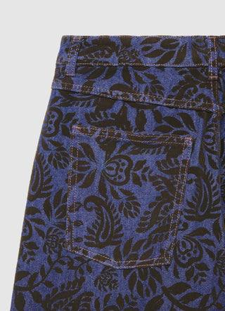 Jeans wide leg con fantasia floreale