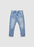 Jeans crop a tinta unita