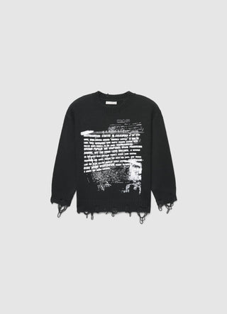 Pullover mit Schriftzug-Print und Rissen