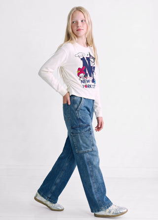 Jeans cargo lunghi in denim