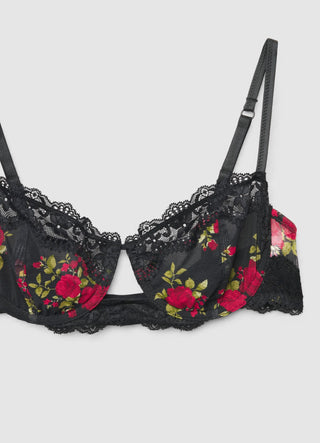 Reggiseno balconcino con ferretto e stampa fiori