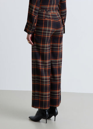 Straight check trousers