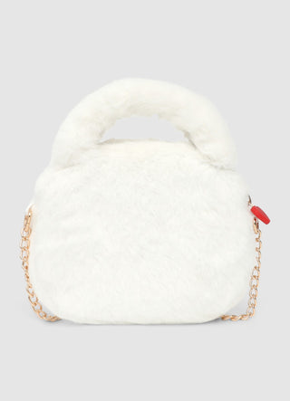 Hello Kitty faux fur handbag with chain strap