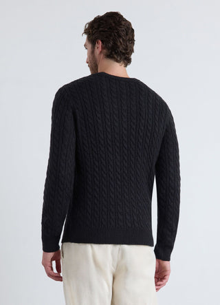 Crew neck cable knit sweater