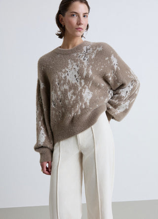 Jacquard-Pullover mit Animalier-Muster und Rundhalsausschnitt