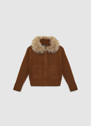 Maglia con cappuccio e zip frontale