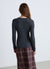 Long-sleeved ribbed T-shirt with a high collar