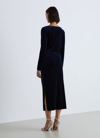 Vestito midi drappeggiato in ciniglia
