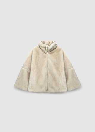 Jacke mit Felloptik und Stehkragen
