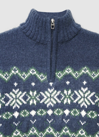 Jacquard-Pullover mit halbem Reißverschluss